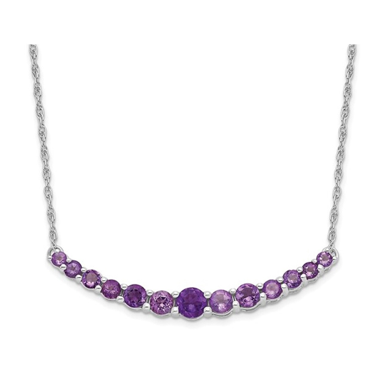 Gem And Harmony 4/5 Carat (ctw) Amethyst Necklace in Sterling Silver (18 inches)